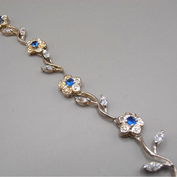 Floral Vine Bracelet | 888 Silver | Blue Spinel & Glass Accents - Picture 1 of 4